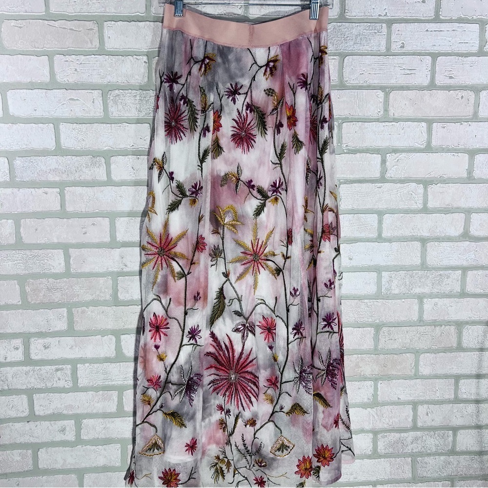 Soft Surroundings Splendor Floral Mesh Embroidery Maxi Skirt Size XS - Picture 7 of 10